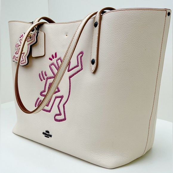 COACH Keith Haring Town Tote With Dancing Dog & Matching Charm - Picture 7 of 13